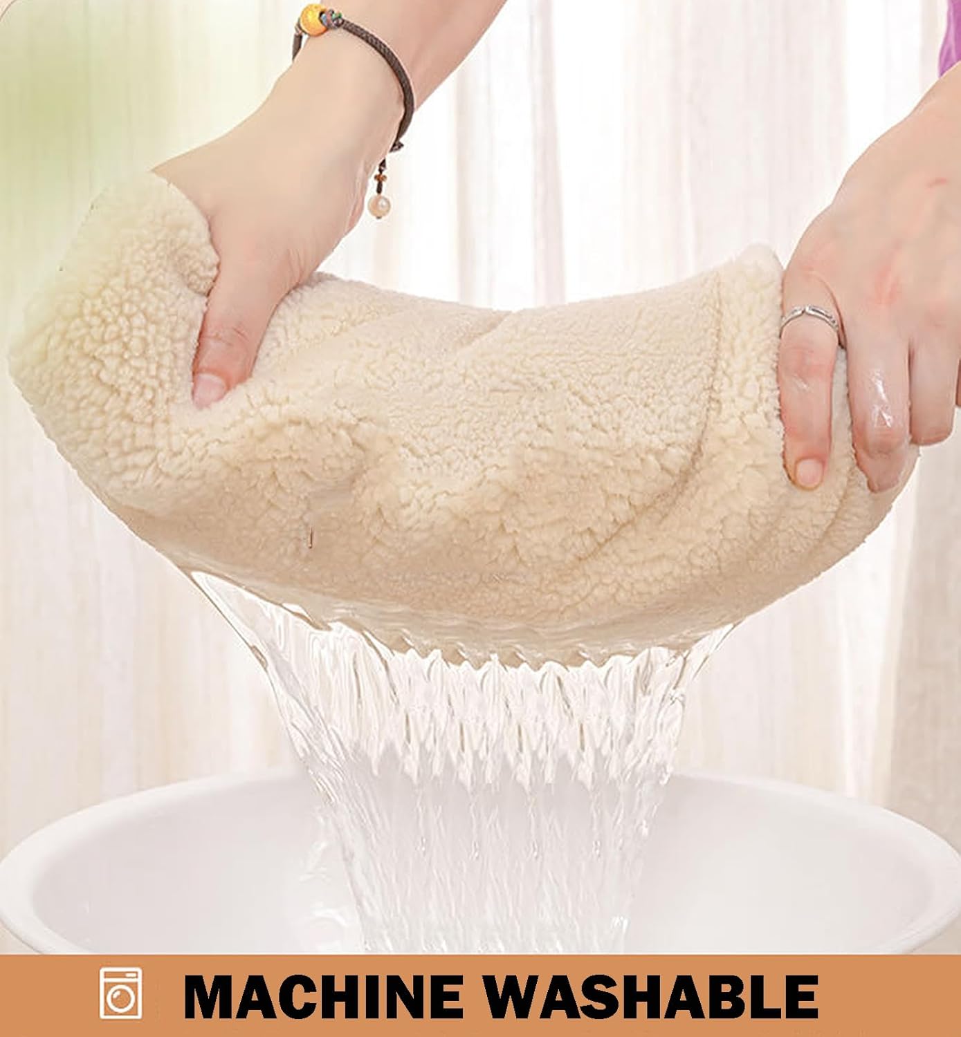 WJXBoos Fleece Couch Covers,Thick Plush Sofa Covers,Keep Warm Winter Non Slip Super Soft Sectional Couch Cover Fuzzy Furry Furniture Protector (Beige,28"x47")