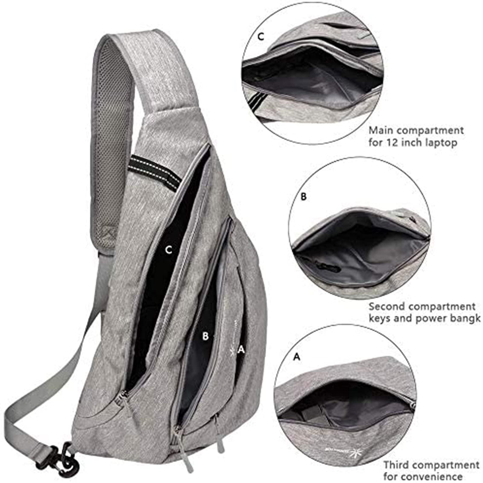 Zaino Monospalla, Borsa Monospalla per Uomini Impermeabile, Spalla Marsupio Messaggero per Palestra Scuola, Esterni Trekking Escursionismo Viaggio Campeggio