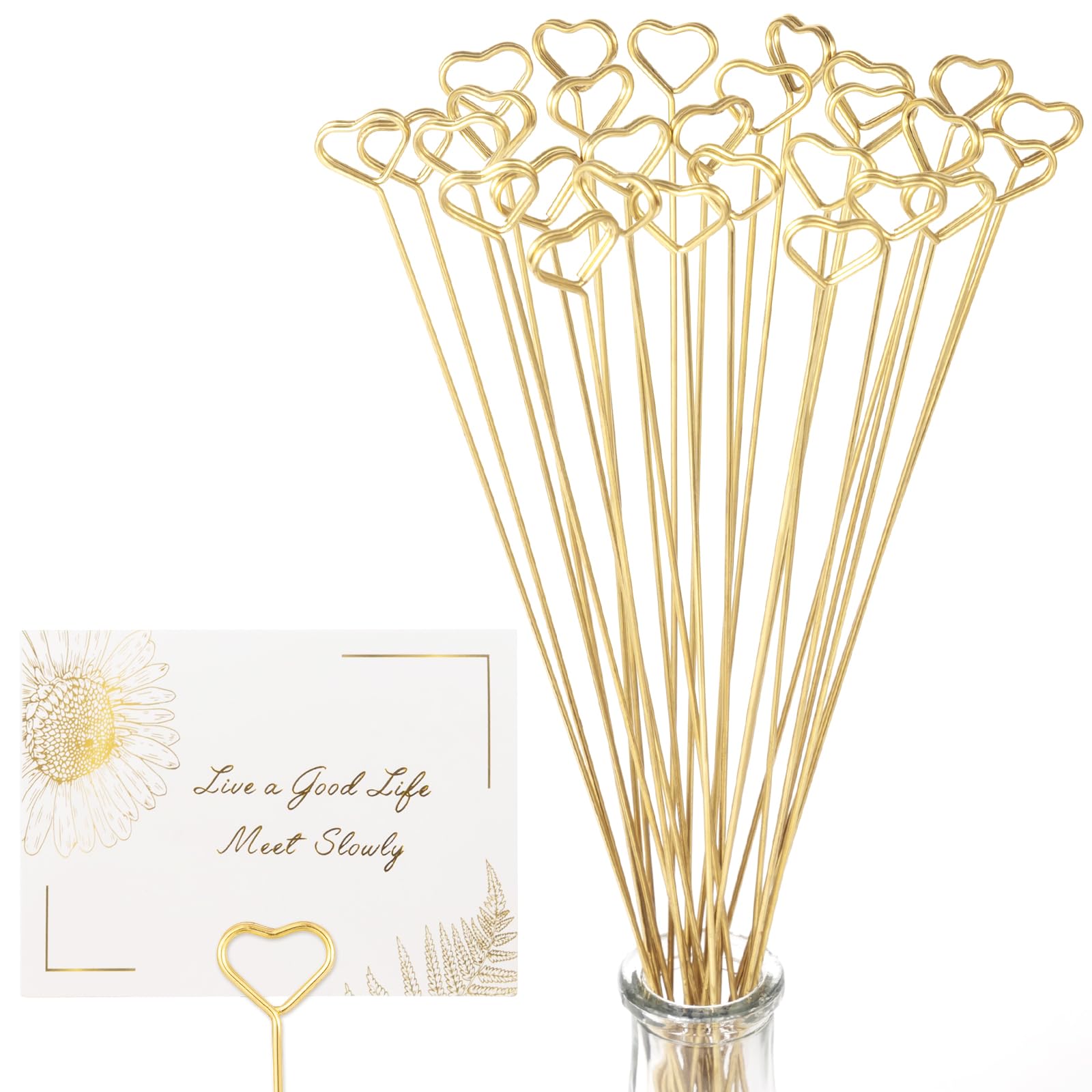 Avsty 30Pcs Floral Card Holder Picks-Wire Place Card Holder for Wedding
