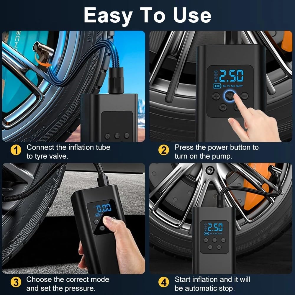 Inflador Ruedas Coche Neumáticos inalámbricos para compresores de Aire para automóviles Portable Electric Air Compressor