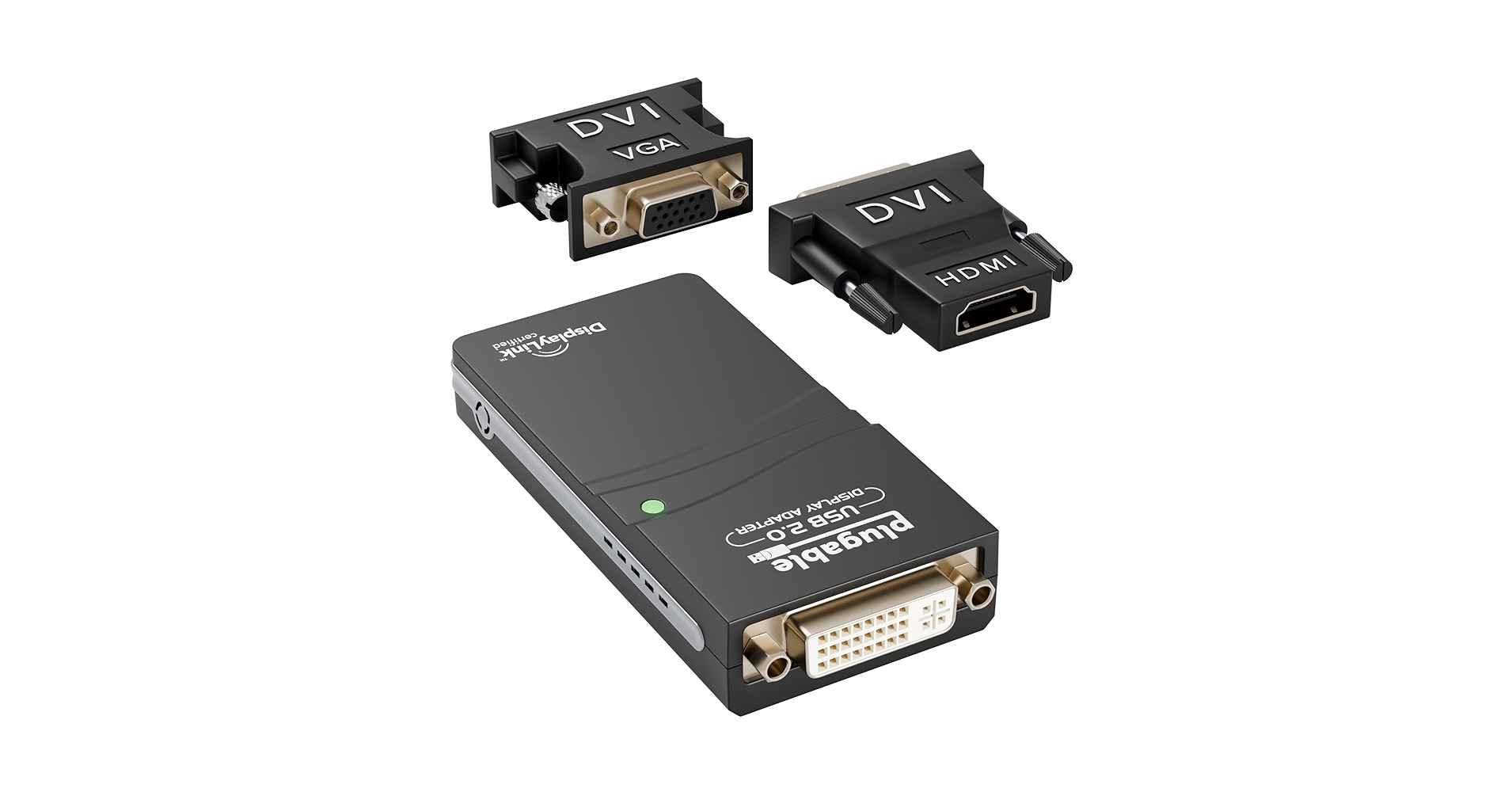 Plugable USB 2.0 to DVI, VGA, or HDMI Multi-Monitor External Video Graphics Card Adapter up to 1920x1080 Supports Windows 11, 10, 8.1, 7, XP, Mac, and ChromeOS