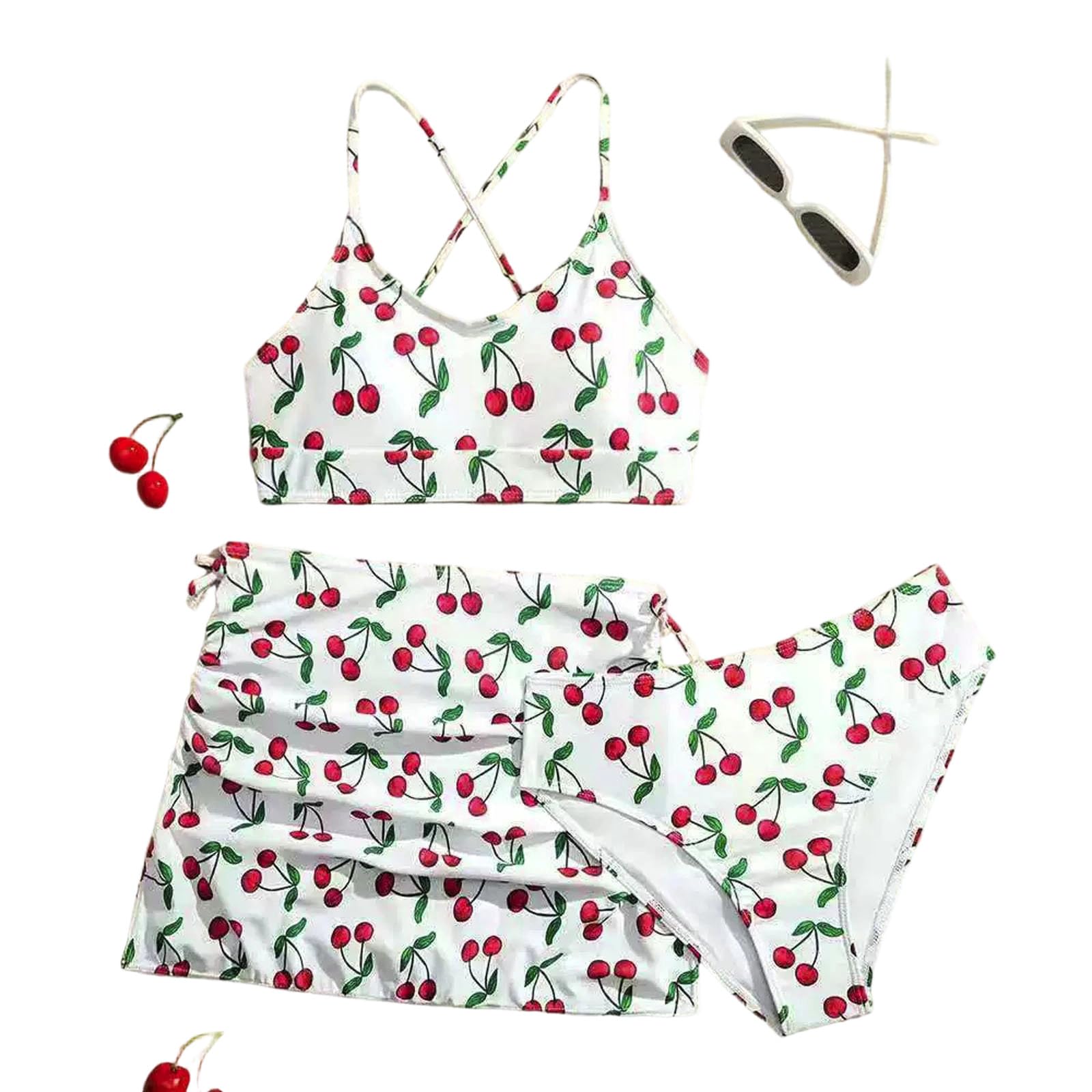 Traje de baño de dos piezas con estampado floral para niñas, adecuado para niños mayores y adolescentes, ideal para verano, playa y fiestas en la piscina