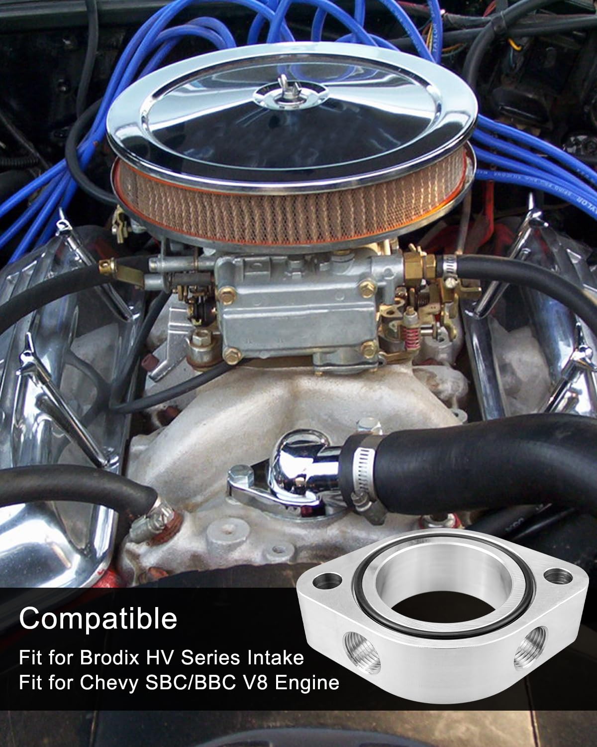Moroso 63433 Moroso Chevrolet Big Block/Small Block/Brodix HV Series Intakes Thermostat Spacer - Aluminum main image 0