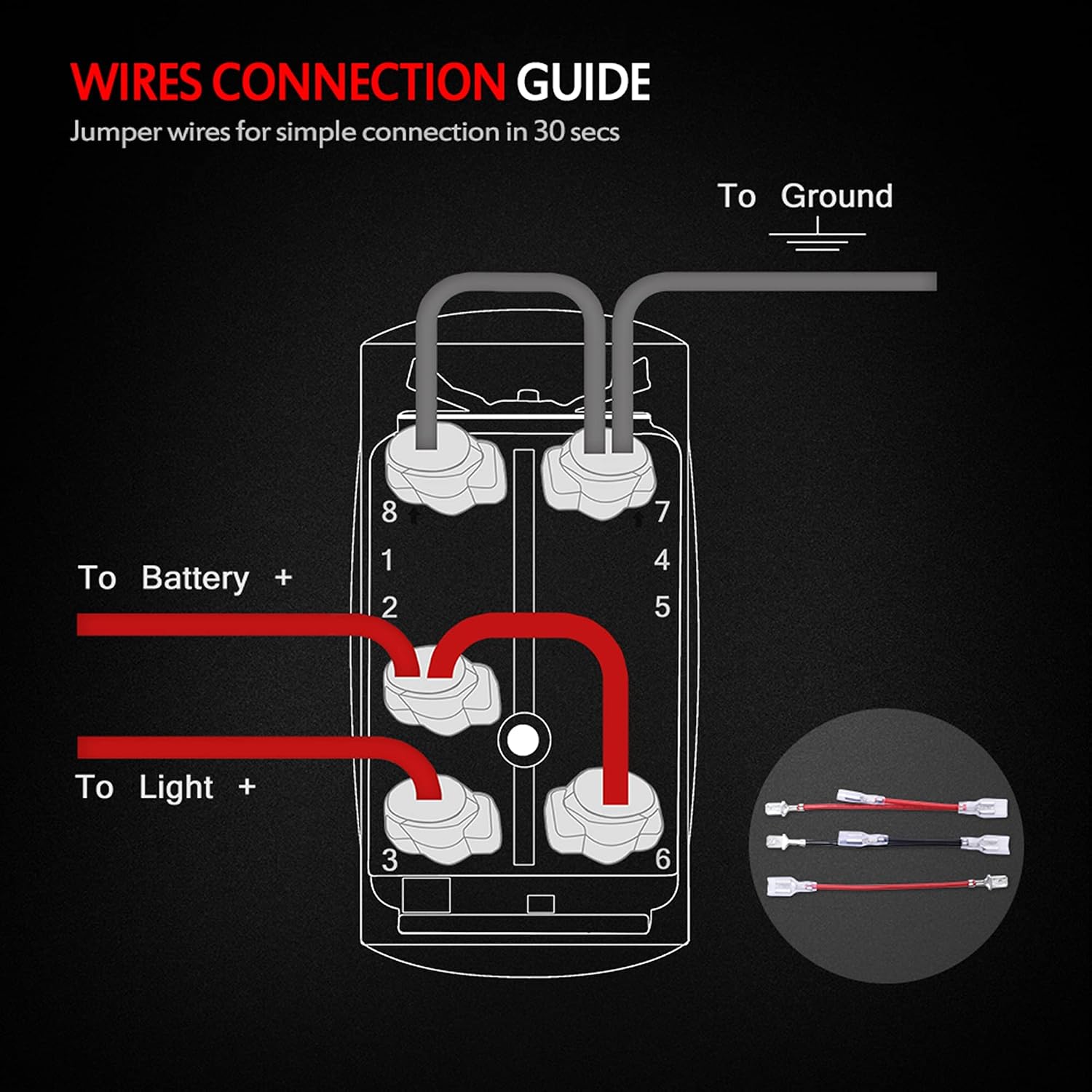 MICTUNING ACSSB Laser On-Off Rocker Switch with Jumper Wire, 5 Pin, 20 Amp, 12V, LED Lights, Sasquatch Light, Blue