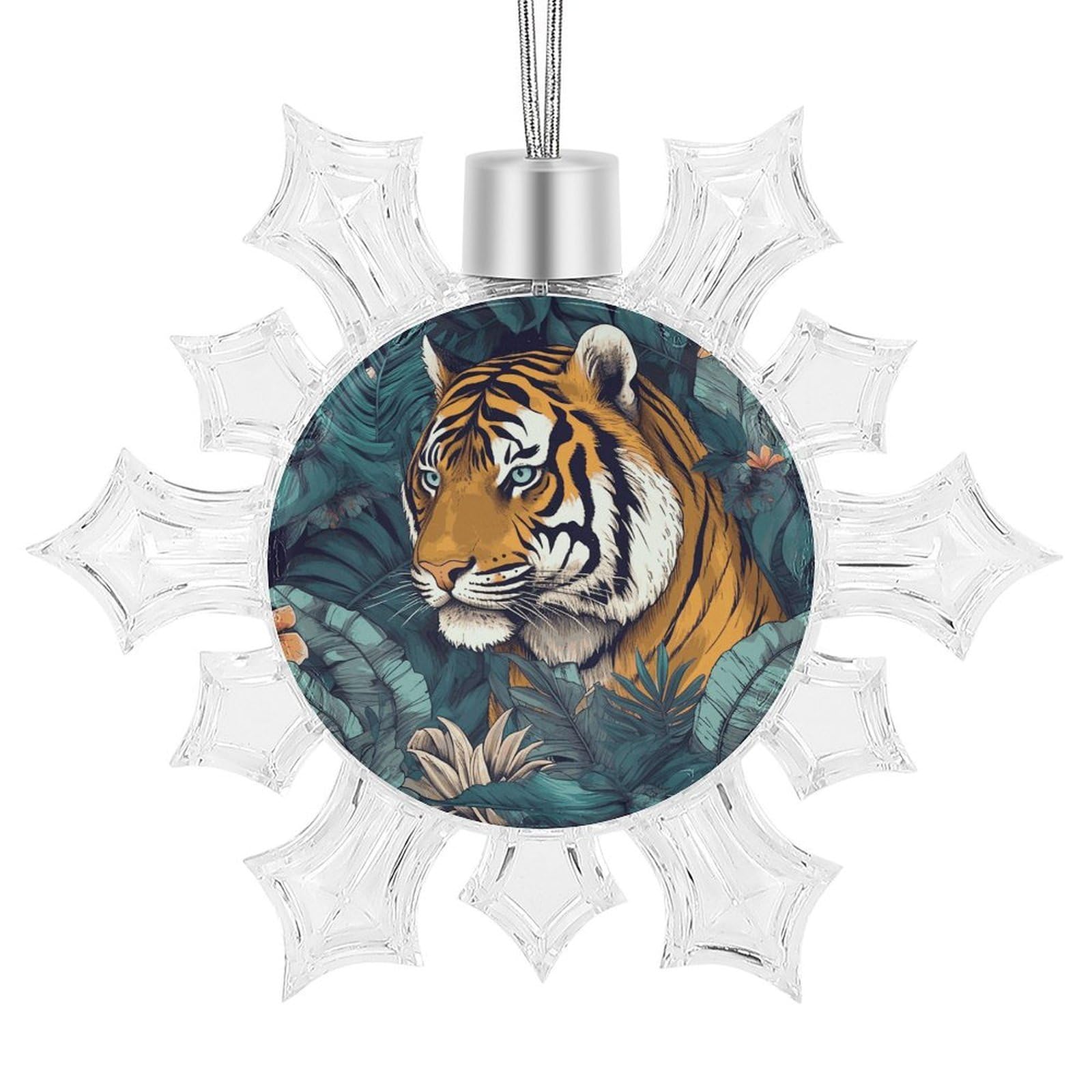 Tropical Tiger Snowflake Decorations,Christmas Decorations，Christmas Indoor Winter Wonderland Decor，Hanging Ornaments for Xmas Tree Winter New Year Party Supplies
