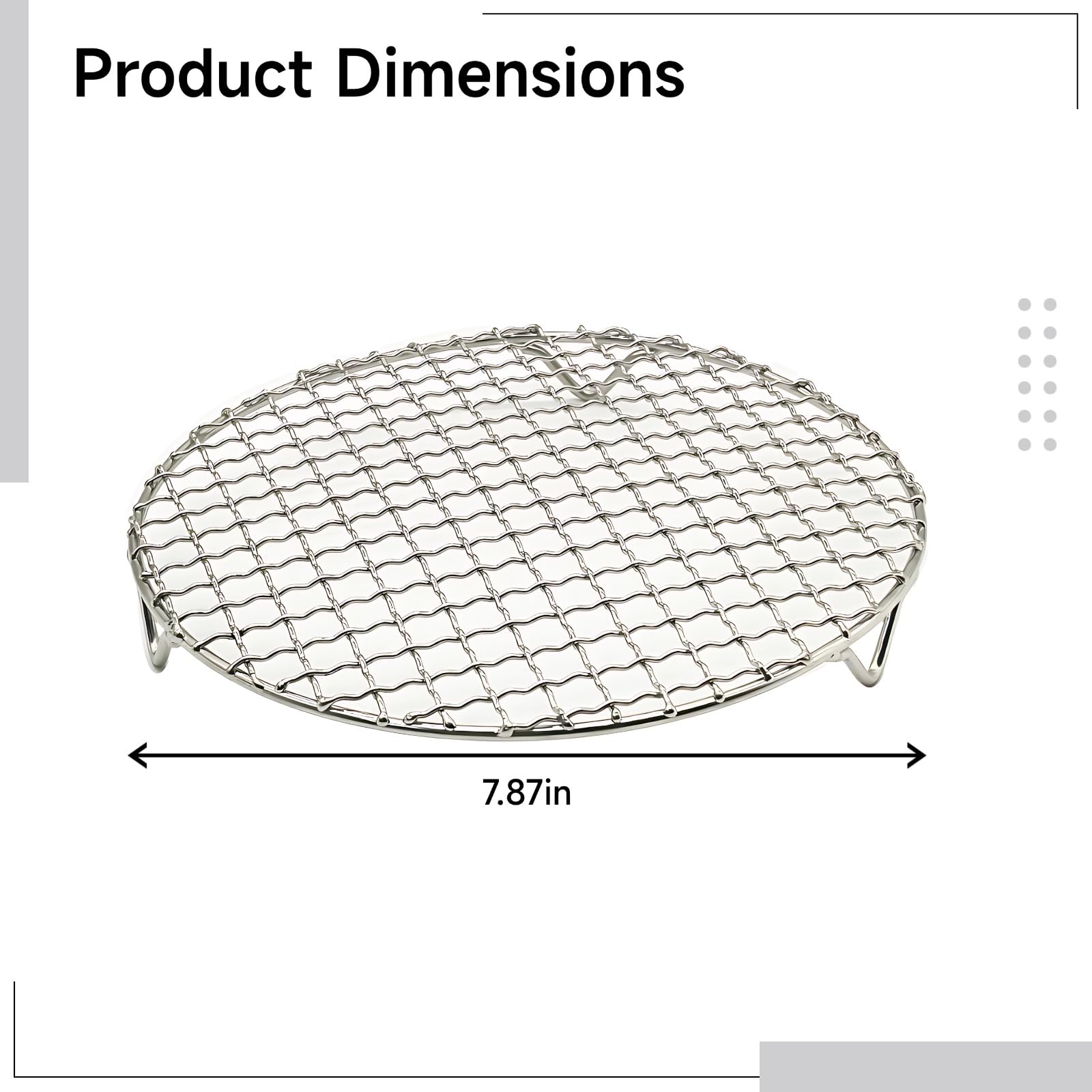 Grille ronde pour friteuse à air de 20 cm, en acier inoxydable avec pieds, accessoires à maille fine pour griller, rôtir, sécher, cuire et cuire à la vapeur