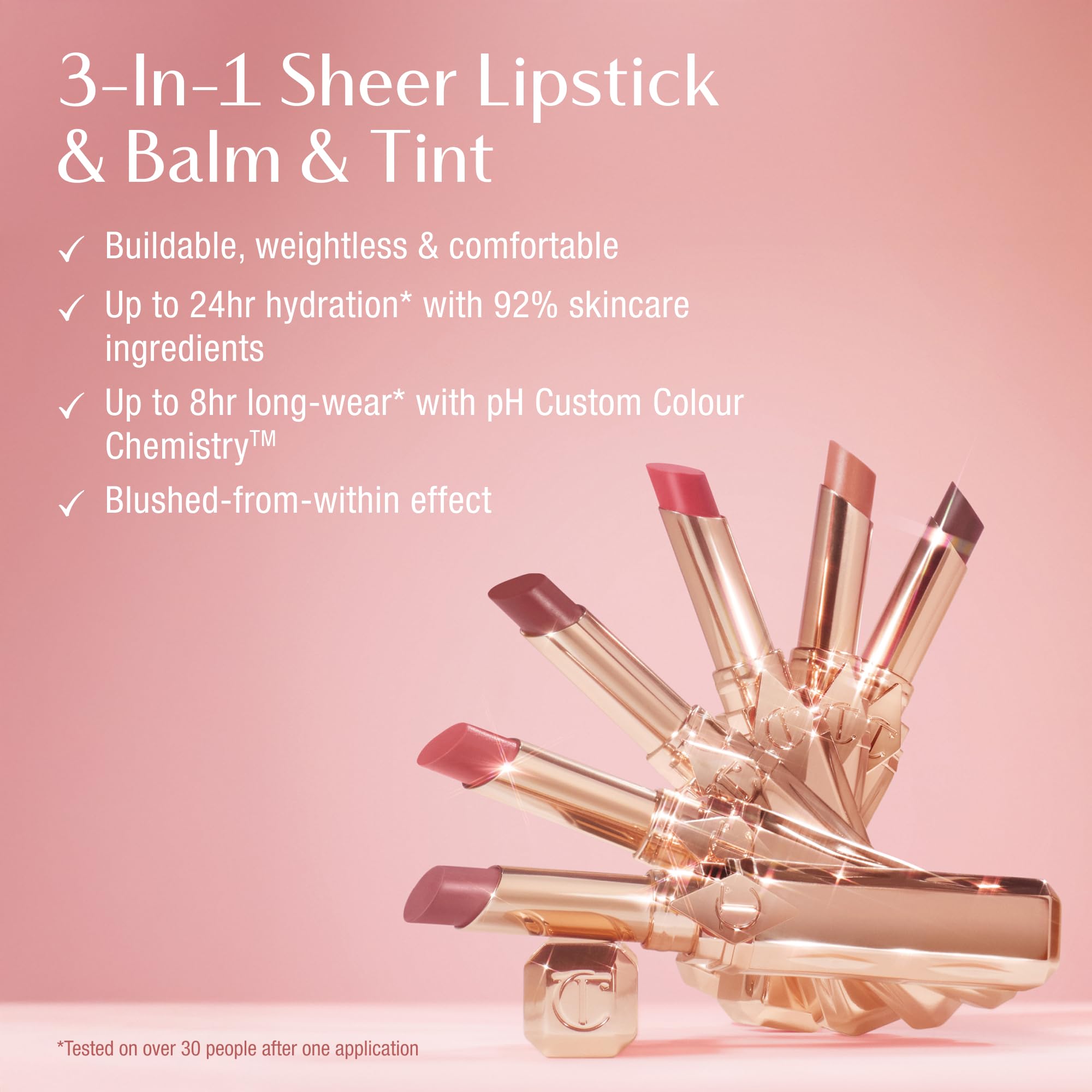 Charlotte Tilbury Pillow Talk Blush Balm Lip Tint Sheer 3-in-1 Lip Color