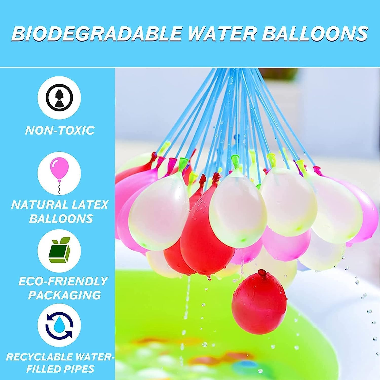 Water for Kids Adults Balloons with Refill Kits Quick Fill Balloons Set Summer Splash Party Easy Quick Fun Outdoor Backyard Summer Water Toys for Pool （999) image 3 of 7 B0FJ8DCXMC