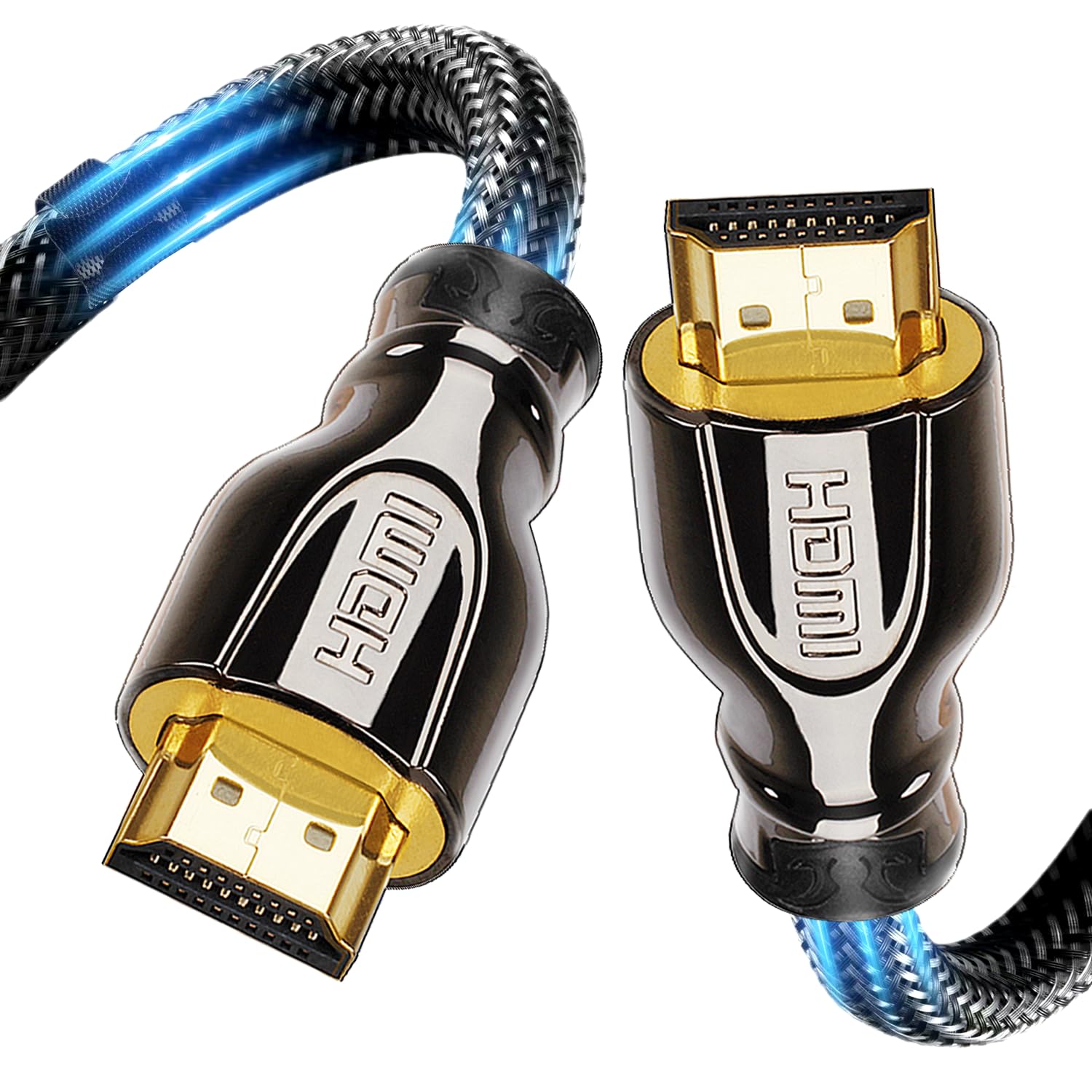 4K HDMI Cable 30FT ，Braided High Speed HDMI Cord with Ethernet Support 4K 60Hz 2160P 1080P 3D ARC Compatible with UHD TV Monitor Computer Xbox 360 PS5 PS4 Blu-ray and More (Gun Black)