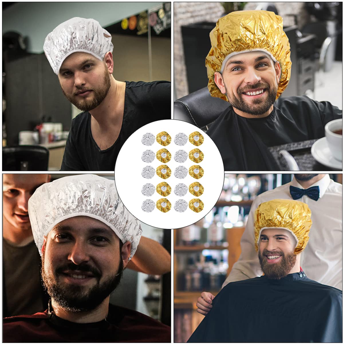 20pcs Aluminum Foil Dyeing Caps for Hair Conditioning Reusable Thermal Bath Hoods for Hair Treatments and Deep Conditioning Salon Use