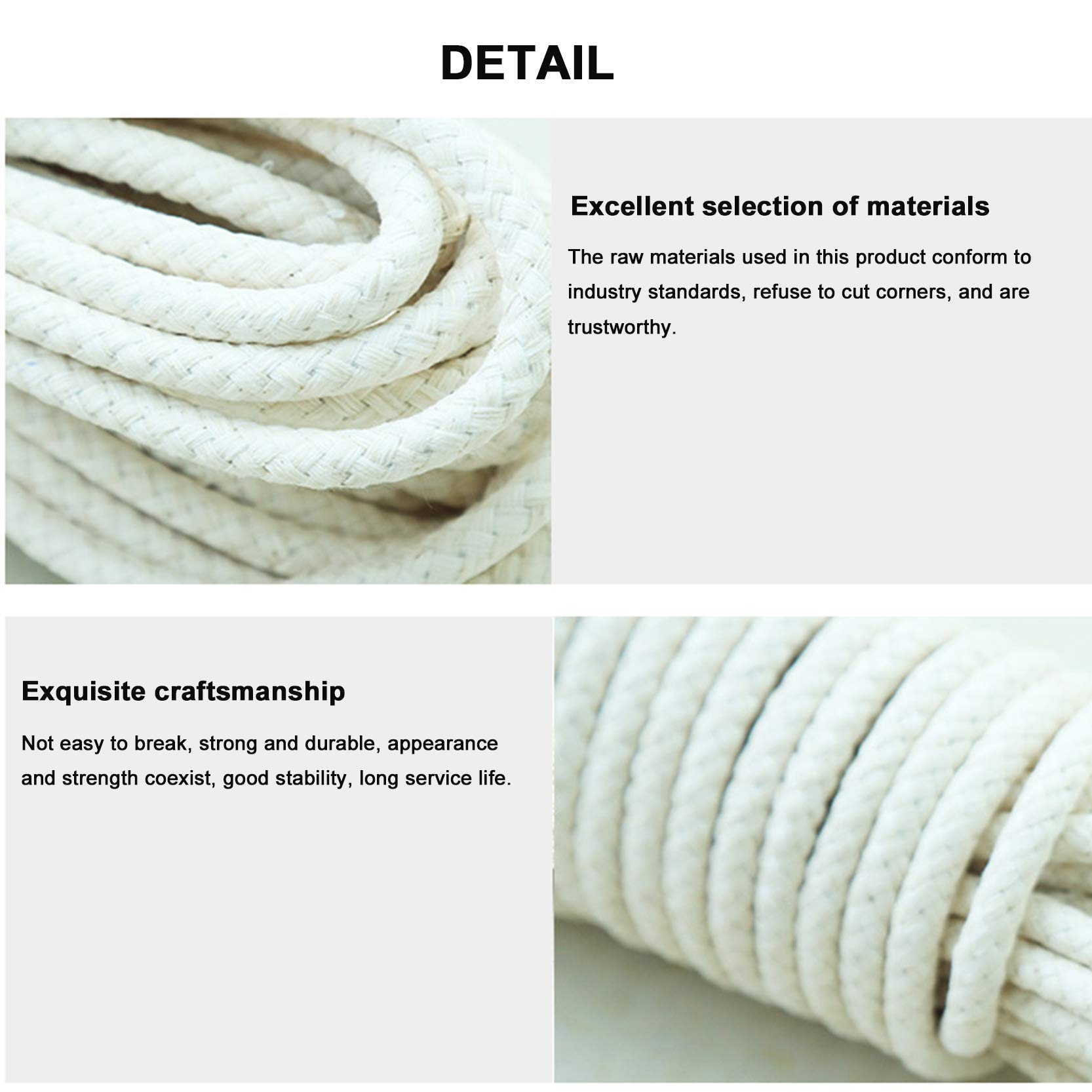 Cuerda de algodón Beige para Bandera,100m, Poste de Bandera, Cuerda de driza, Resistente y Duradera, Cuerda de algodón Multiusos para Colgar Ropa al Aire Libre, Atar Viajes, jardín,Beige-10mm