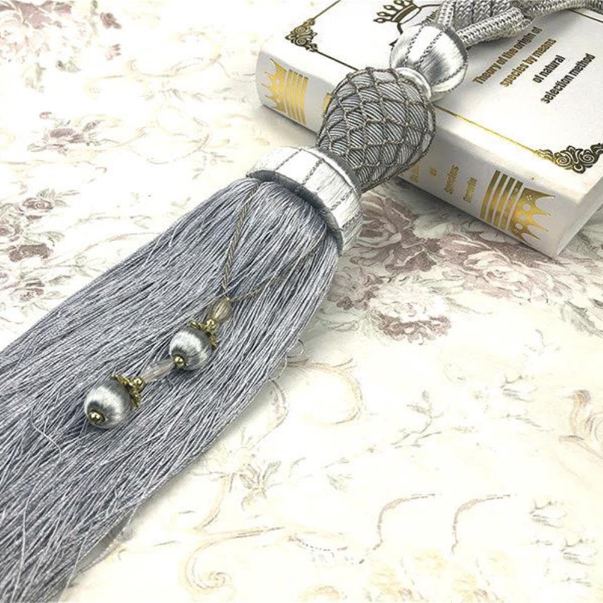 2pcs Rideau Pompon Boule Suspendue Haut de Gamme Maille Simple Boule Rideau Sangle pour la décoration intérieure-Marron