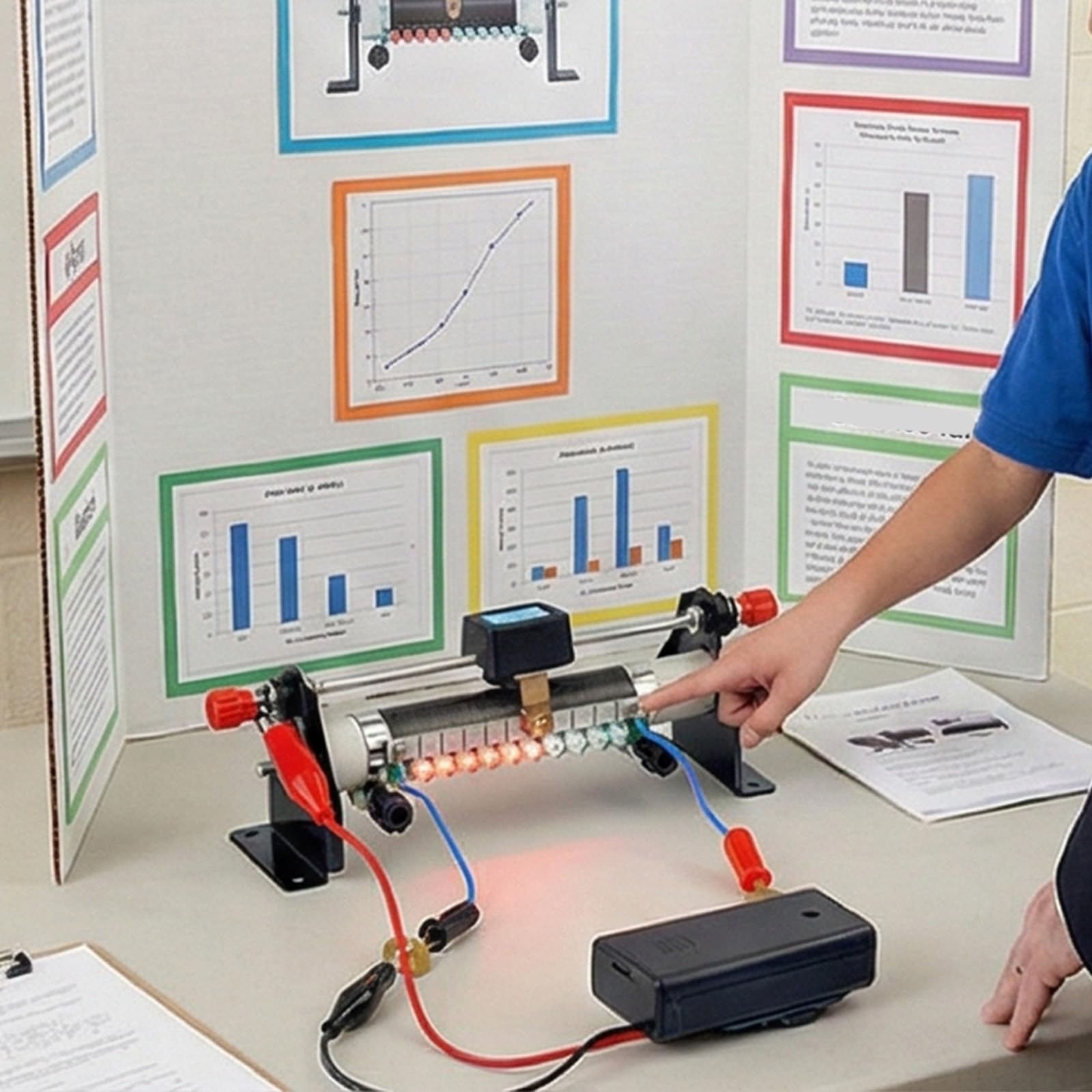 Reostato scorrevole per dimostrazione della funzione del circuito di laboratorio nelle istituzioni educative che forniscono ampie applicazioni modello di resistori variabili