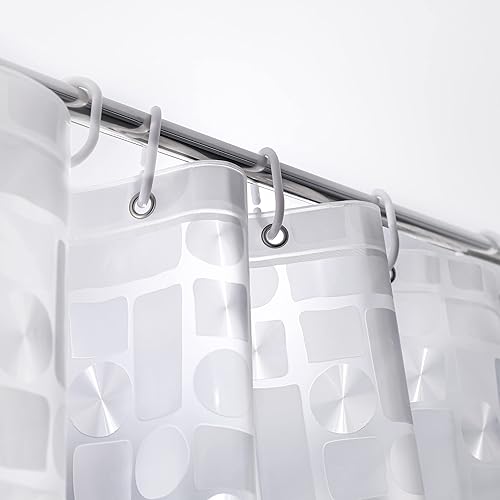 Miniatura 3 de NTBAY - Cortina de ducha transparente de etilvinilacetato, repelente al agua, para cabina de ducha de baño, diseño geométrico, de cubos y circular,