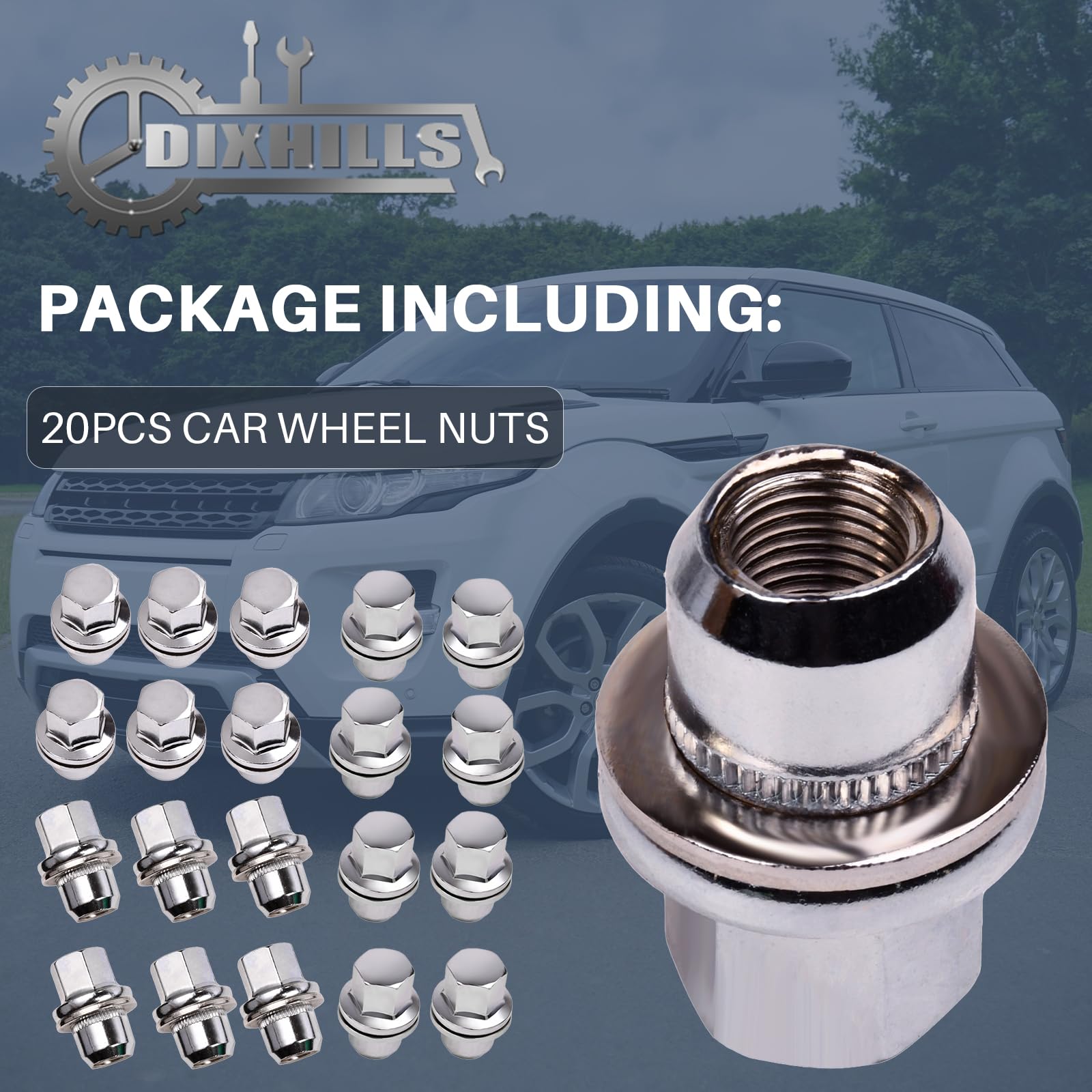 Juego de tuercas de rueda con 20 piezas de tuercas de rueda de acero aleado, compatible con LR Sport 2005-2013, Discovery LR3 LR4 2004-2014, L322 2006-2012, repuesto para LR068126 RRD500290