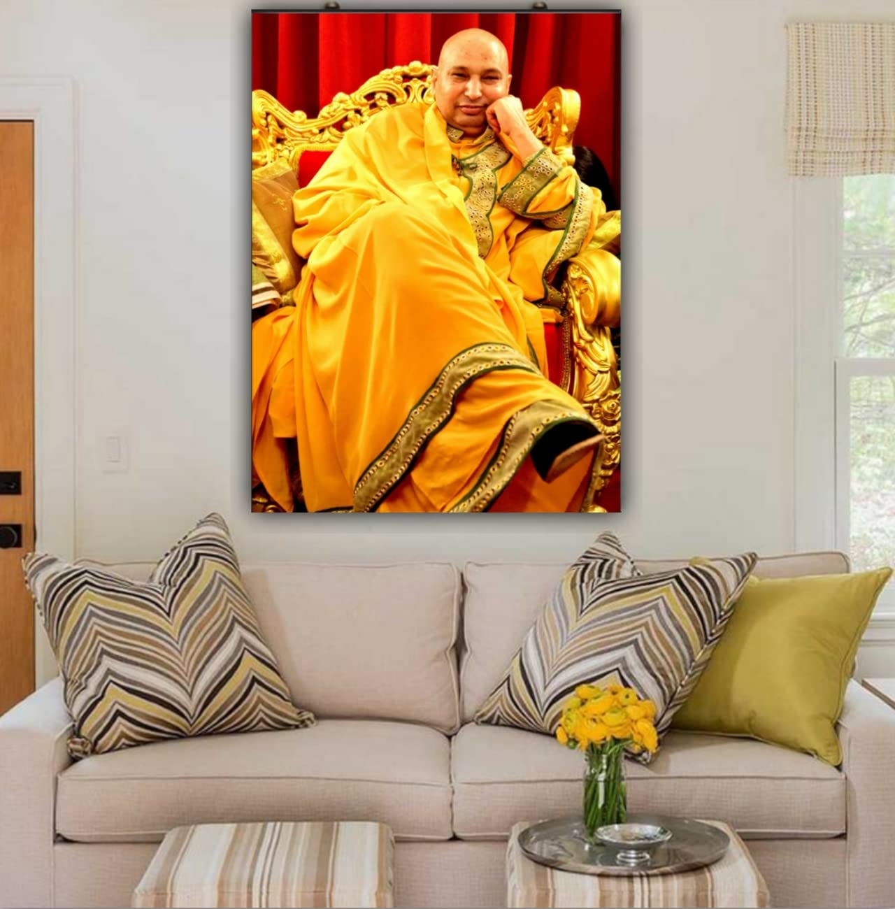 The Seven Colours Guruji Photo With Frame Canvas Big Large Size Guru ji Swaroop Photo Frame (24 by 36 Inches)