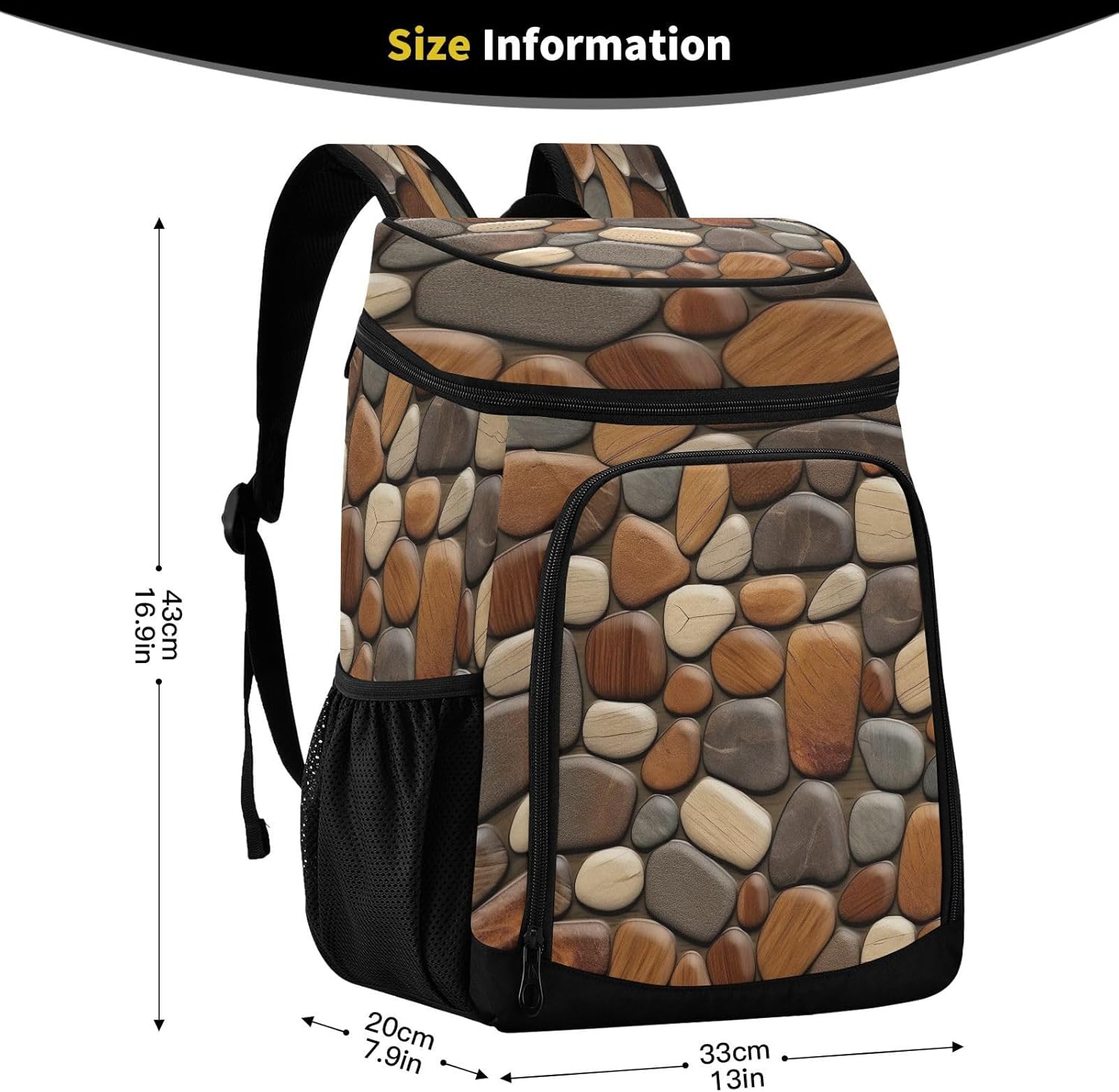 Brown Pebble Cooler Backpack 36 Cans Leakproof Waterproof Backpack Cooler Bag Beach Accessories Travel Camping Fishing Backpack for Women Men