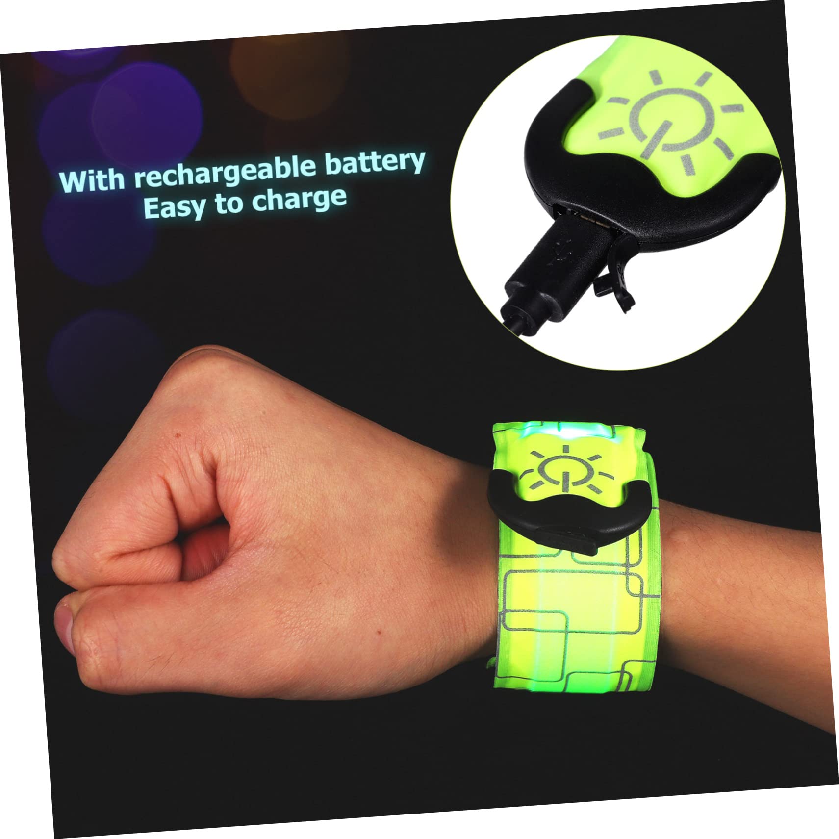 POPETPOP 4 Piezas LED de Recargables Correr Brazaletes de Alta Visibilidad Jogging Iluminación