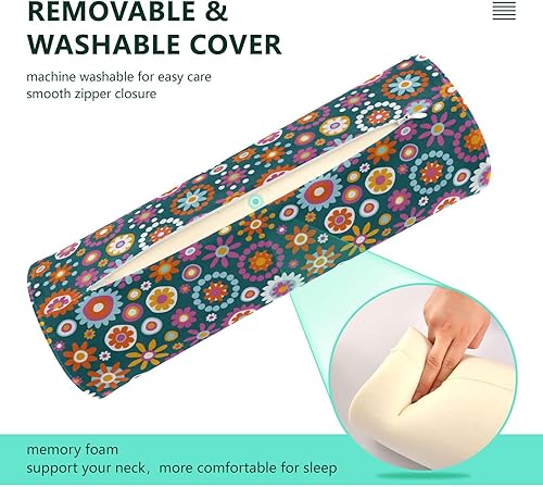 Miniatura 4 de FRODOTGV Cute Flowers Dots Bolster Pillow for Legs Sleeping Therapedic Neck Roll Pillow Round Pillow Throw Cylinder Body Pillow Neckroll Pillows for