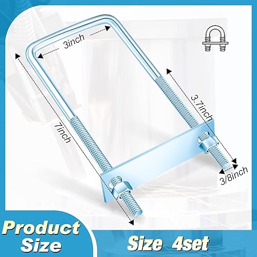 Miniatura 12 de Dunzy 12 pernos cuadrados en U chapados en zinc, perno en U de acero al carbono resistente, suministros industriales y científicos para tubo