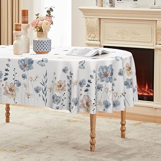 Horaldaily Spring Tablecloth 60 x 84 Inch Oval Watercolor Flowers Seasonal