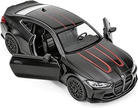 RMZ City 1/36 BMW M4 CSL Model Car, Alloy Toy Car with Pullback Function,Diecast Toy Car with Doors Open, Collection Kids Toy for Aged 3 and up, Gift Black