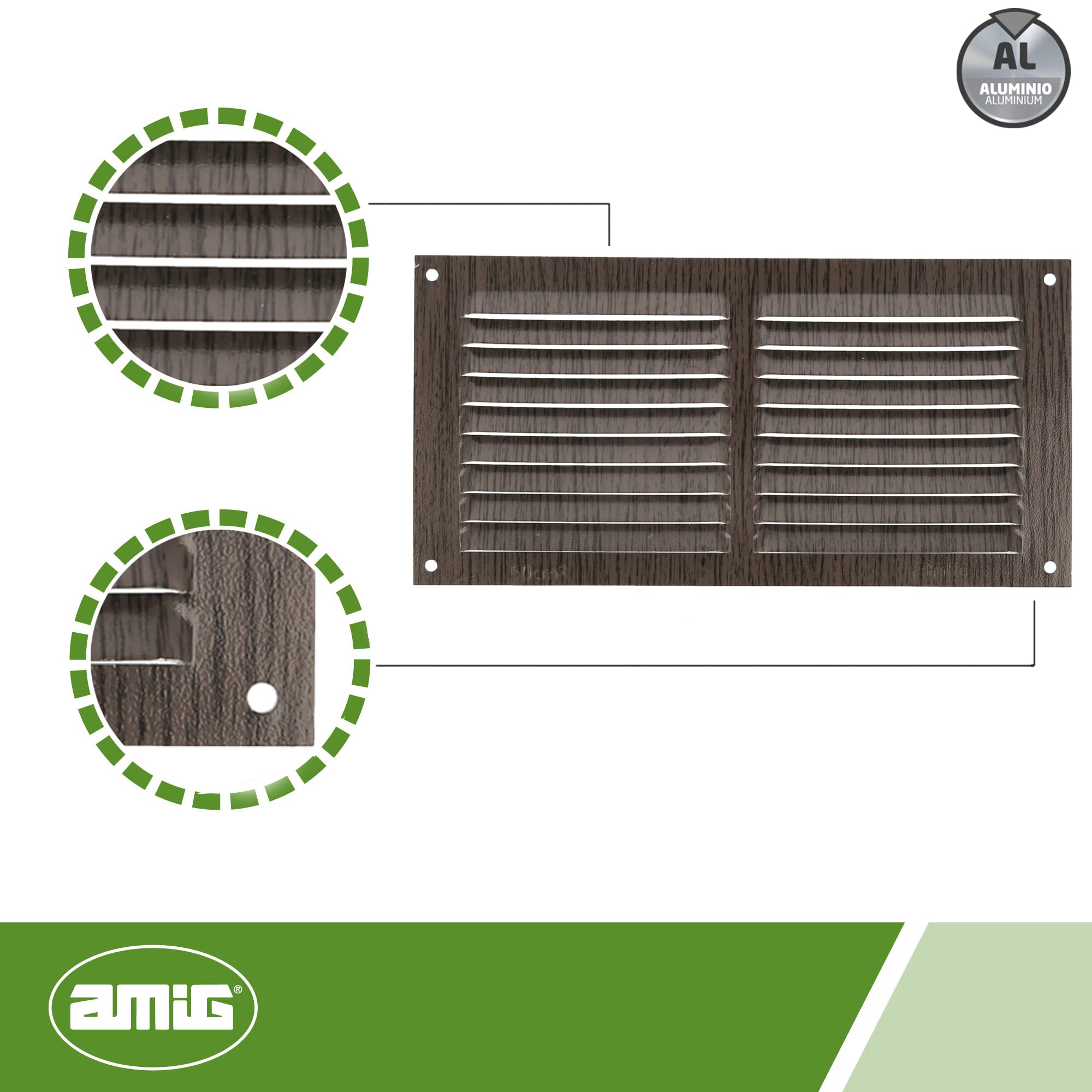 Amig, Rectangular Aluminium Grille, Ventilation Grills for Air Outlet, Ideal for Kitchen and Bathroom Ceiling - Image 4