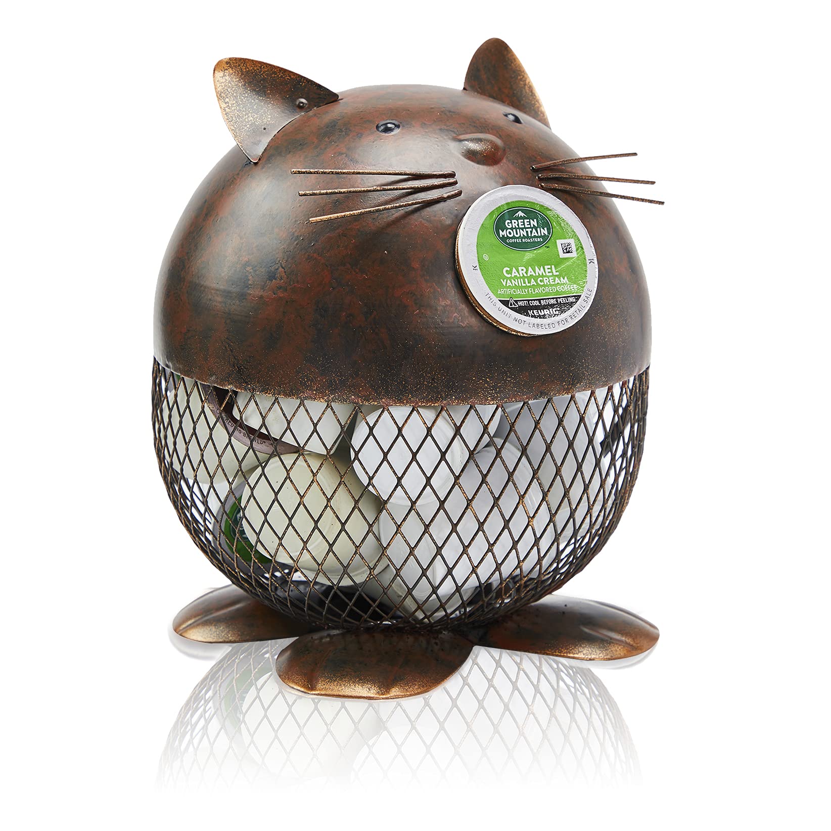 Aayla Novelty Cat Design for Pod Holder - K-Cup Holder Coffee Pod Organizer, for Home, Kitchen, Office and Coffee Bar, in Metal Material with Brown Color