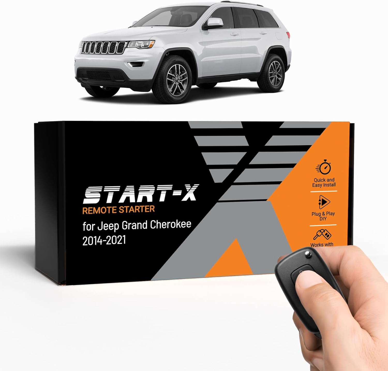 Start-X Remote Starter Kit for Jeep Grand Cherokee (2014, 2015, 2016, 2017, 2018, 2019, 2020, 2021) Vehicles | Push-to-Start Ignition | Plug & Play Install | Lock 3X to Remote Start