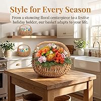 Vista 5 de Lyellfe Paquete de 2 cestas pequeñas para niña de las flores, cesta de mimbre con asa de forro de plástico, almacenamiento de dulces de huevos