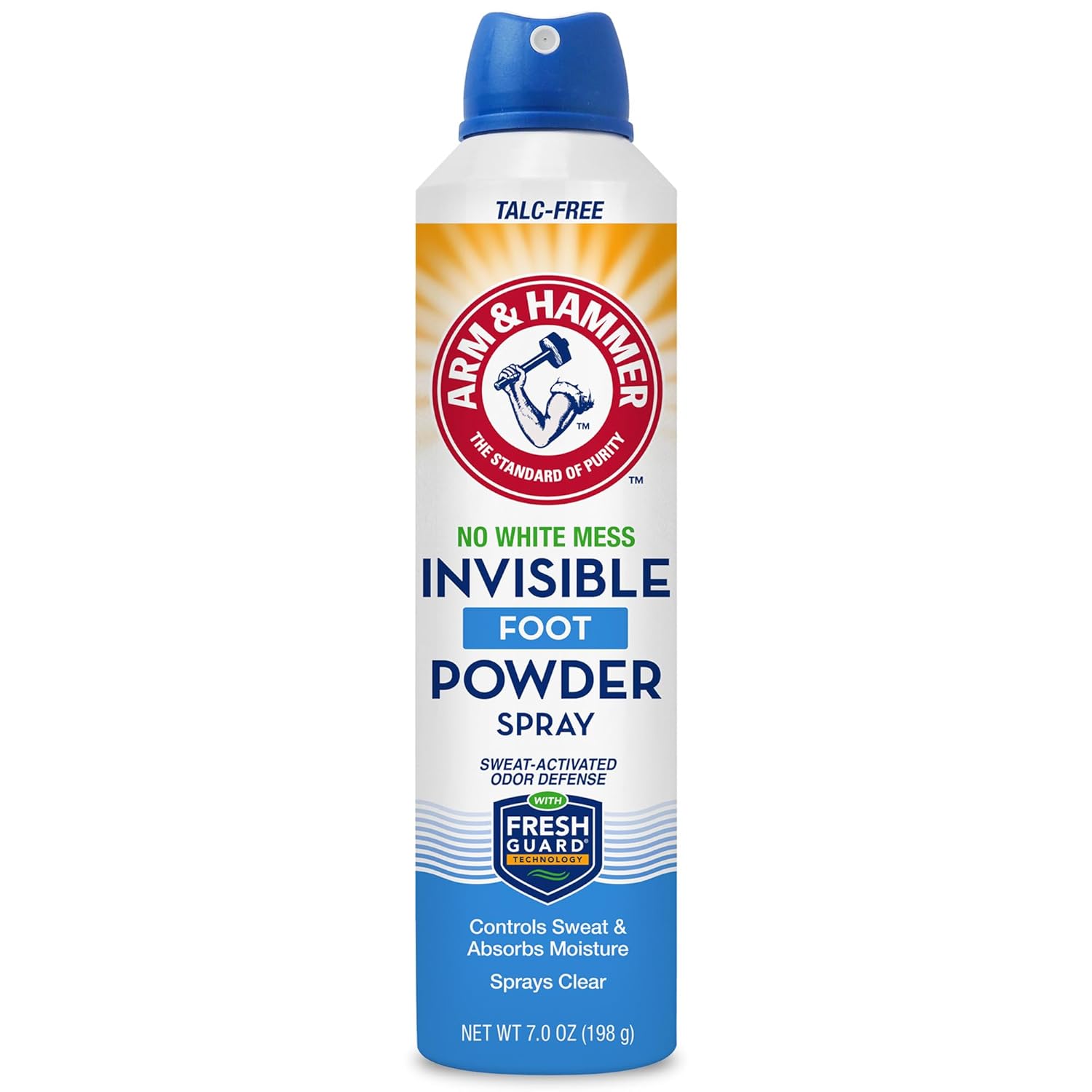 Arm & Hammer Invisible Talc-Free Foot Powder Spray - Odor Eliminator & Sweat Control for Fresh Feet, 7oz Men Women
