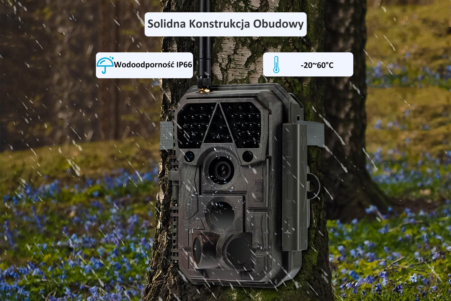 Meidase P100 Kamera Myśliwska WiFi Bluetooth, 32MP 1296P, 30m Noktowizja, 0.1s Aktywacja Ruchu, IP66 Wodoodporna, Transfer Aplikacji, Monitorowanie Terenu