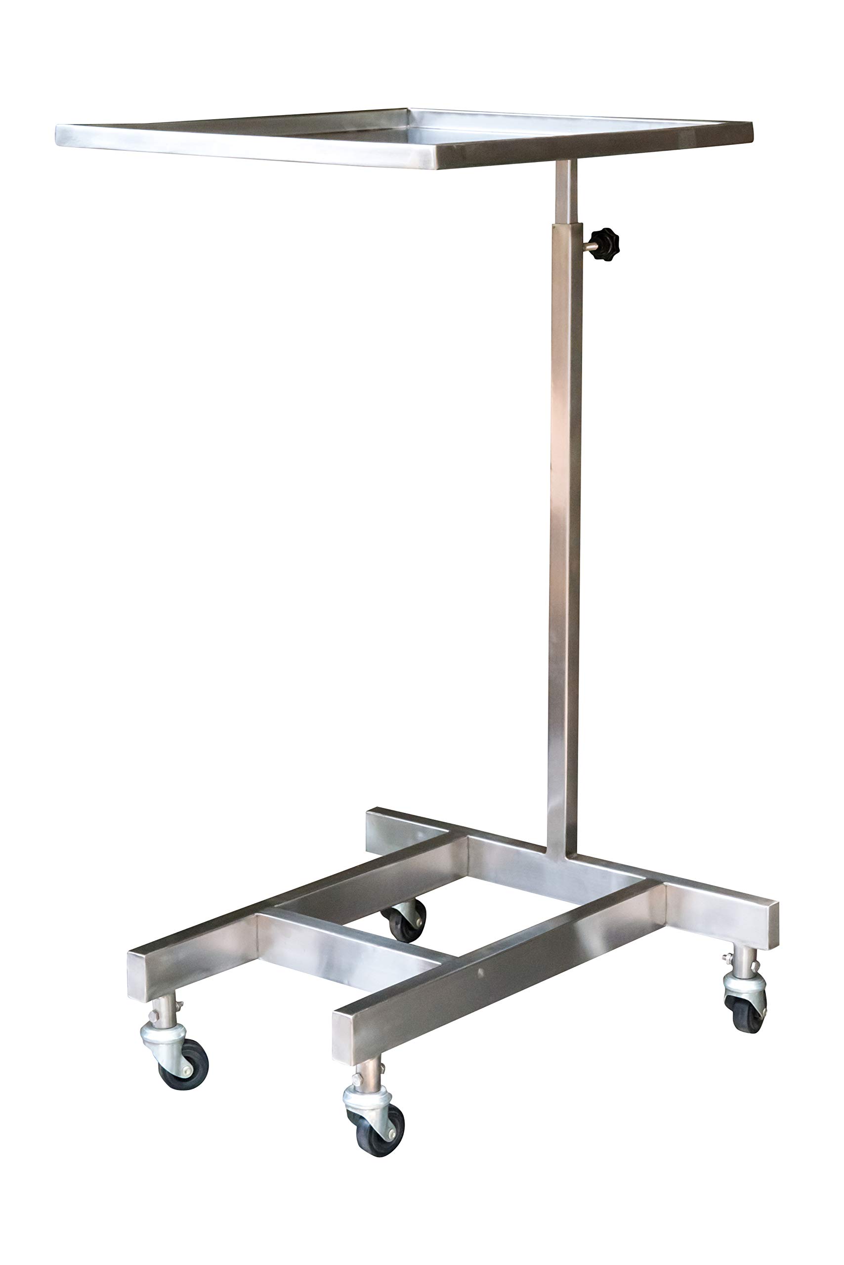 Minor Mayo Trolley Adjustable Medical Trolley with 304 Stainless Steel Frame, Size: 560mm (L) x 440mm (W), Height Adjustable from 860mm to 1300mm – Durable