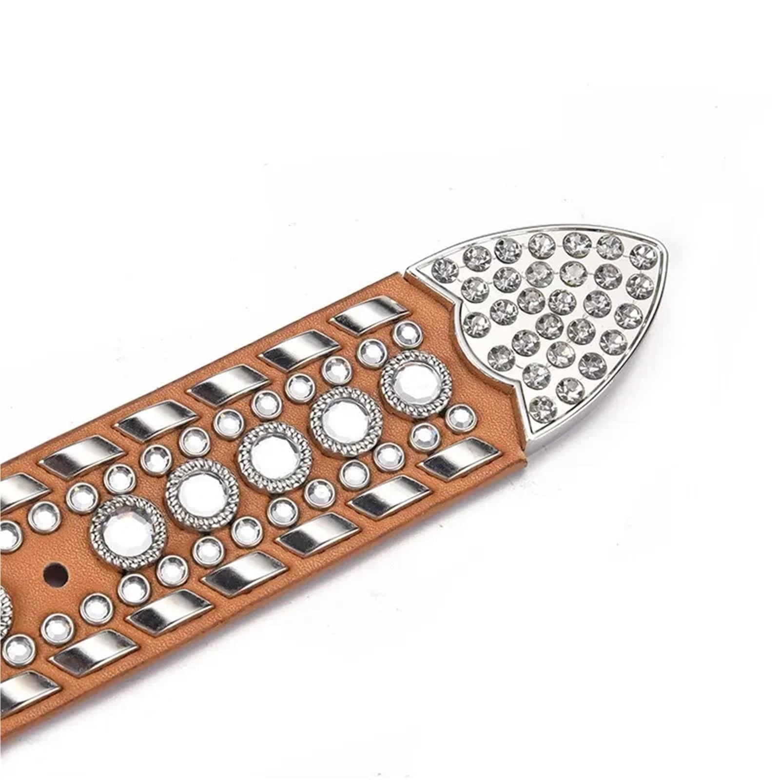 Cinturones Mujer Vaqueros de mujer con diamantes de imitación, cintura grande, diseño de remache brillante occidental, cuero de PU, juego de palabras de Hip Hop artificial