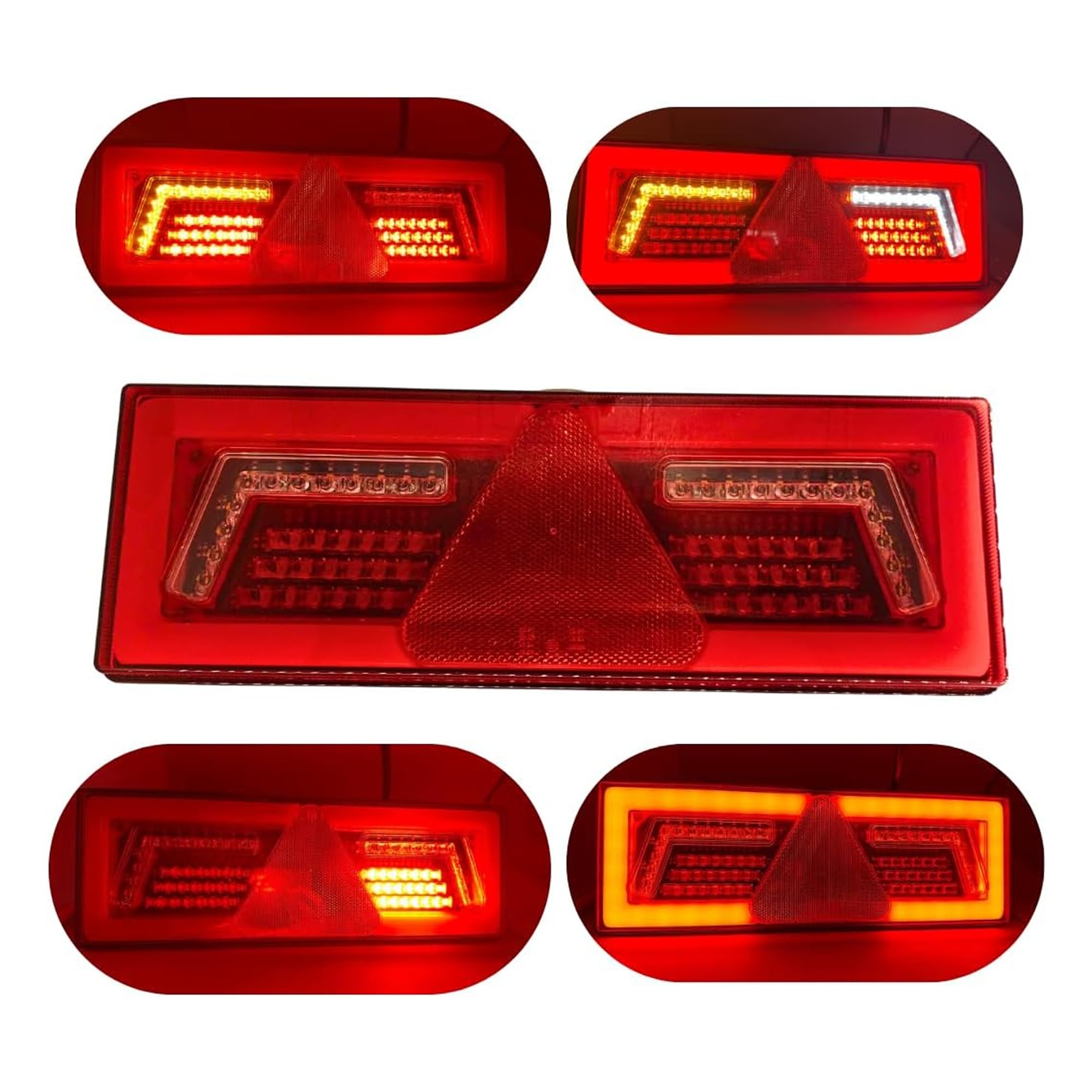 2 x lampa LED lewa i prawa 12/24 V światło tylne kierunkowskaz z 6 funkcjami 375 x 135 mm z kablem 300 mm znak kontrolny E przyczepa samochód ciężarowy wysokiej jakości 96 diod LED