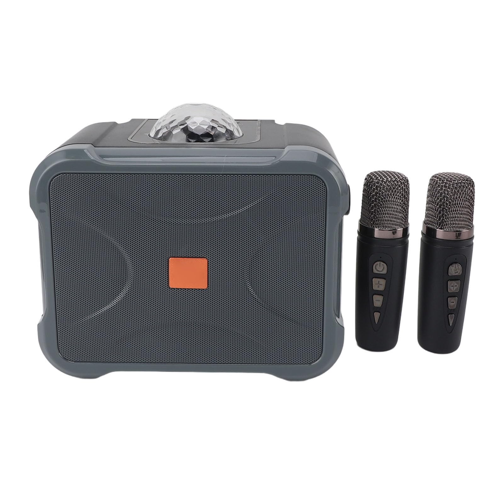 EMUKOEP Altoparlante Bluetooth Portatile Grigio Senza Fili Macchina per Karaoke con Doppio Microfono per Riunioni Domestiche, Batteria Al Litio, Design Elegante