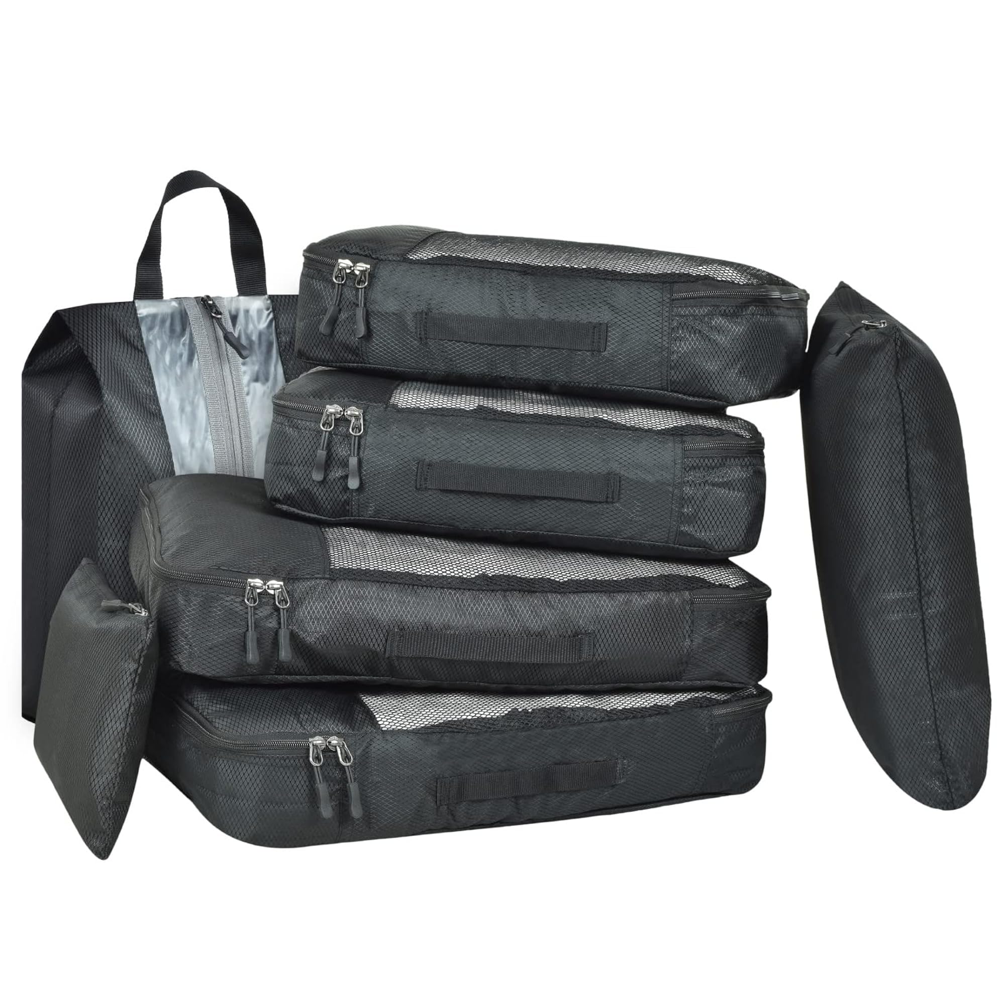 Set of 7 Polyester Packing Cubes for Travel Organisation