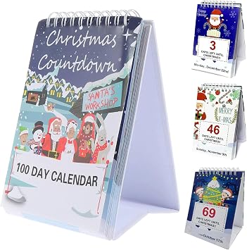 100 Day Christmas Countdown Calendar 2025, 2025 Christmas Countdown Calendar, Advent Calendar 2025, Desktop Advent Calendar for Home Office Room Decor, Xmas Count Down Gift with Week Dates