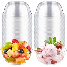 10 oz Small Clear Plastic Bowls, 100 Pack | Disposable Hard Plastic Party Serving Bowls, for Salads, Ice Creams, Fruit, Desserts, Parfaits, Snacks, Bulk