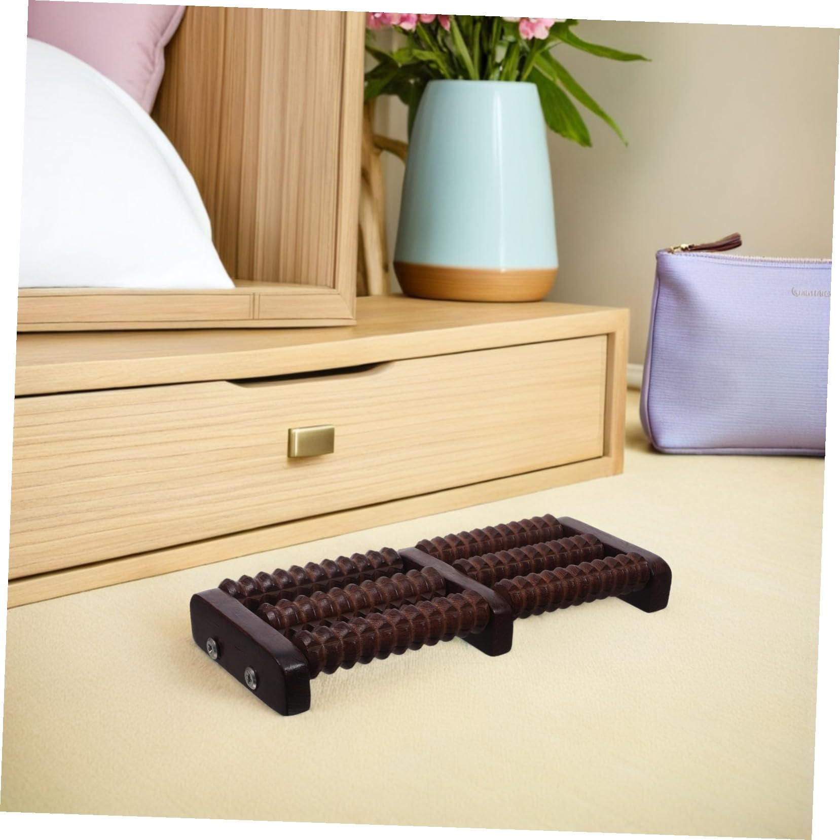 Rodillo Masajeador de Pies de Madera Portátil Masaje Manual para Talones Herramienta de Acupresión para Adultos Relajación Muscular y Circulación Sanguínea Casa y Oficina