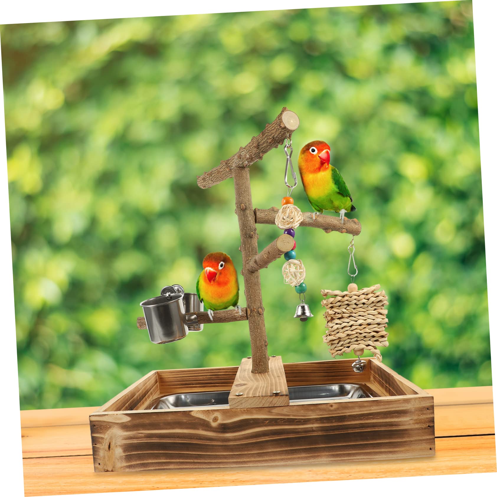 TOYANDONA Soporte de Madera para Periquitos y Juguete para Aves Accesorios de Jaula para Mascotas Estación de y Resistente