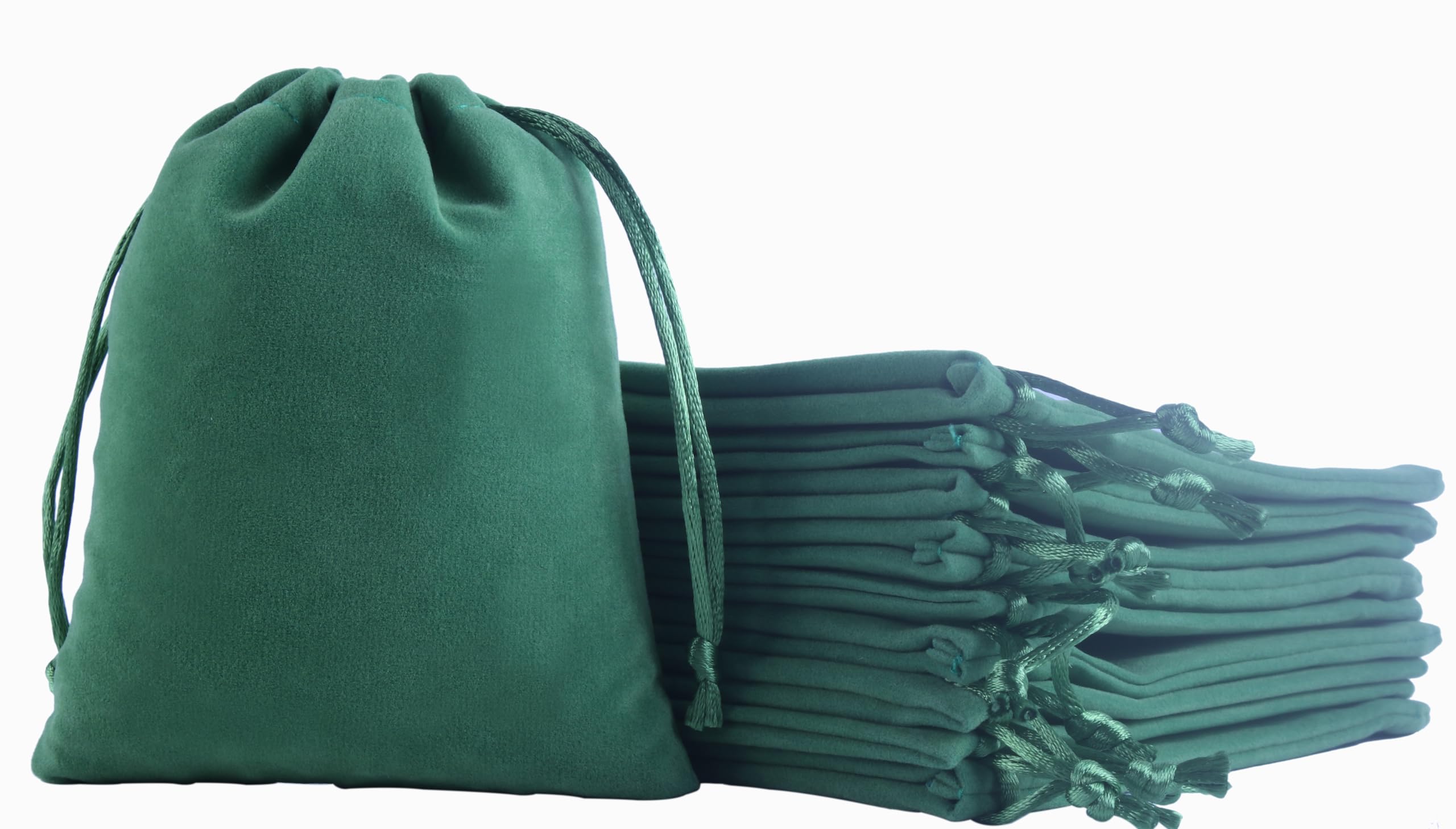 KONMAY Lot de 300 sacs cadeaux en velours avec cordon de serrage Vert 15 x 20 cm