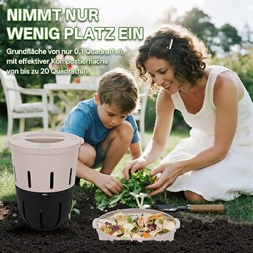 Underground Wormery Composter 12.5 L - Flower Bed Composter for Burying in for Garden Composted Kitchen Waste Plastic Taupe 27.3 x 27.3 x 33 cm