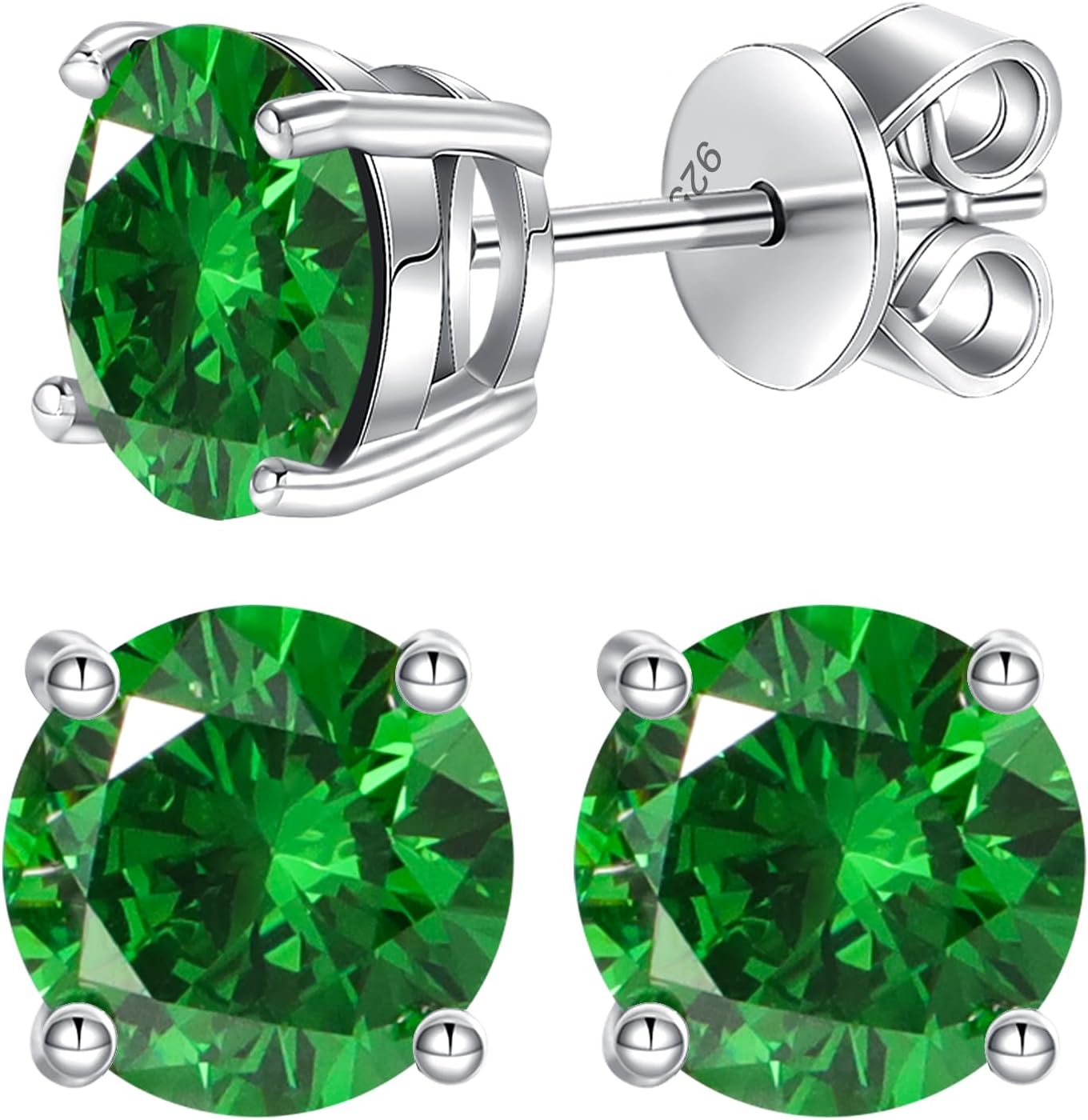 Gifts for Women 0.5-2.0ct Green Stud Earrings 925 Sterling Silver Earrings Birthday Gifts for Mom