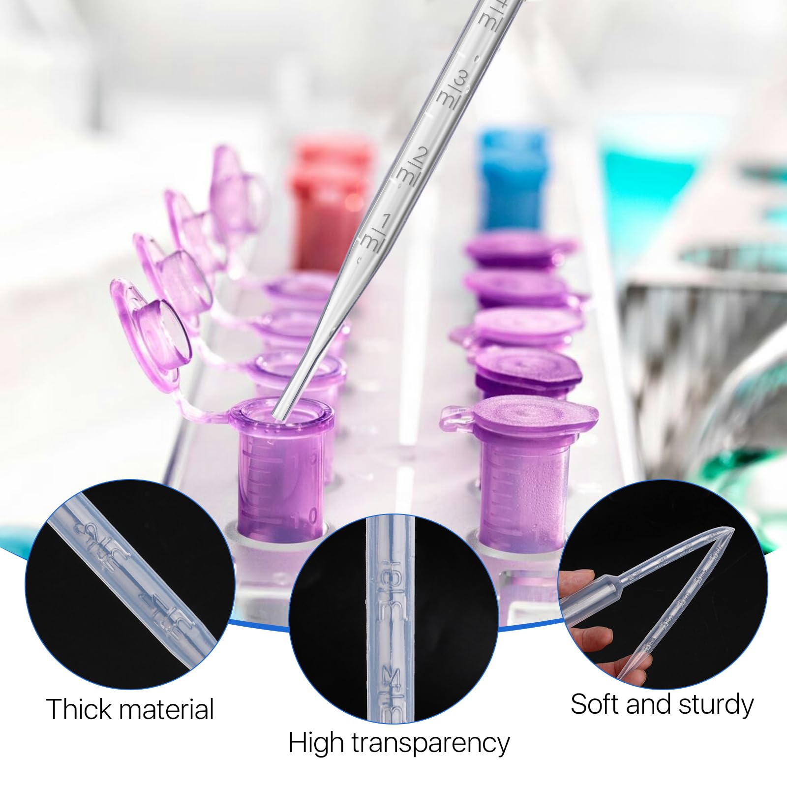 100 pipetas cuentagotas de 10 ml, pipetas de transferencia de plástico de 30 cm de largo, pipetas graduadas transparentes para transferir esenciales, aceites, perfumes, pinturas, laboratorio