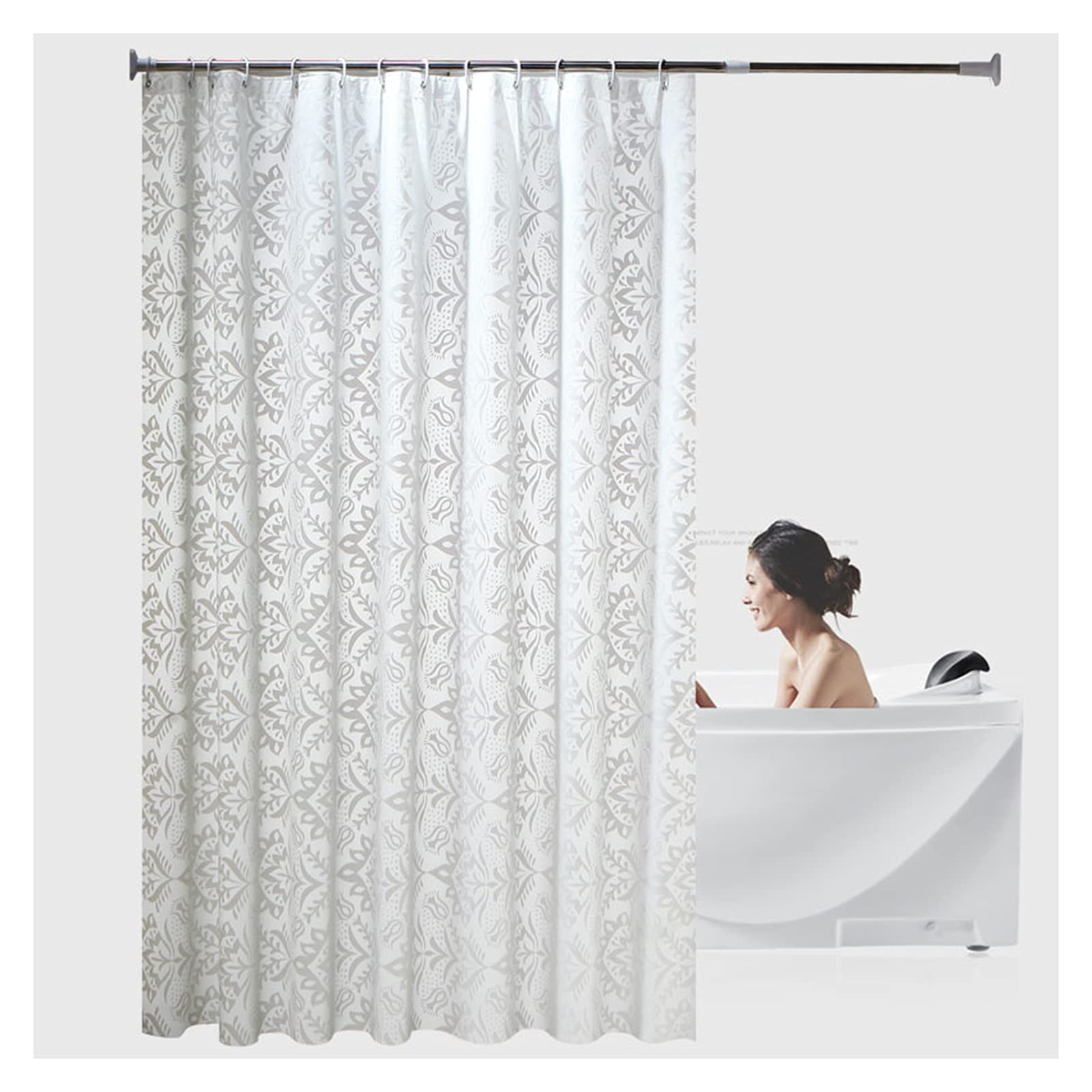 Rideau de douche pour salle de bain élégant et sans perçage pour locataire