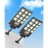 JAYNLT Solar Lights for Outside, 5 Lighting Modes Solar Flood Security Light with Motion Sensor &amp; Dusk to Dawn&amp;Remote, 6500K Street Lamps for Yard Garden,Shop - 2PACK