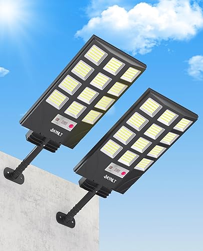 Miniatura 1 de JAYNLT Luces solares para exteriores, 5 modos de iluminación, luz solar de seguridad contra inundaciones con sensor de movimiento y atardecer a