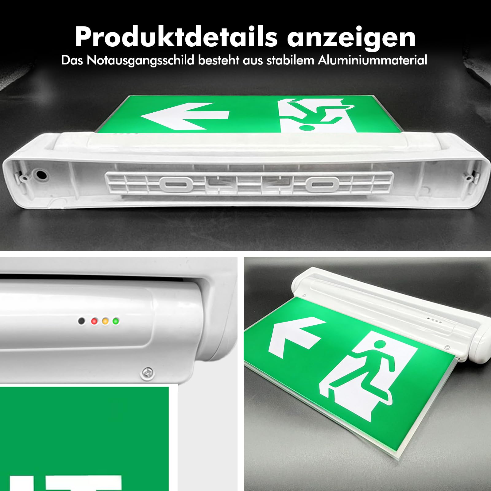 Panneaux de sortie de secours LED photoluminescents, éclairage de sécurité avec batterie 3h, 6 panneaux de sortie, longue durée lumineuse, signalisation issue de secours, chemin de fuite LED droite