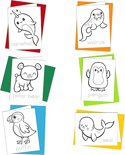 Miniatura 44 de Tarjetas para colorear: Happy Go Lucky Stationery Juego de 6 tarjetas para que los niños coloreen y practiquen la escritura de cartas, 100%